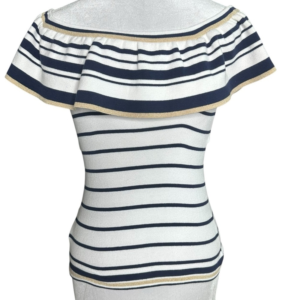 NWT Lilly Pulitzer Perelle Off-Shoulder Sweater. Shining Sea Stripe. Size XXS - Picture 3 of 8